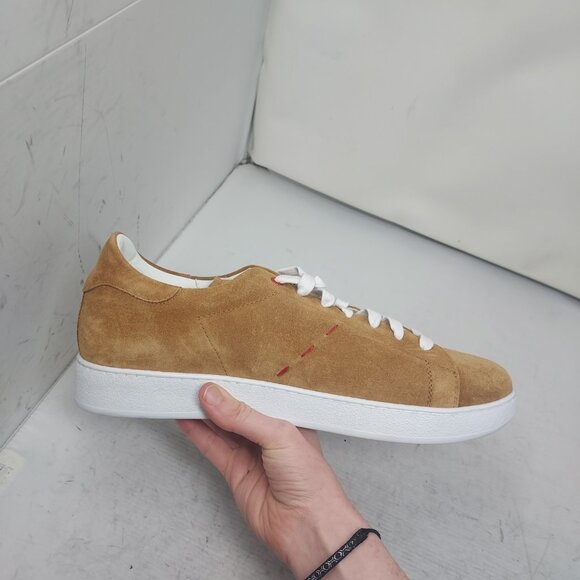 Kiton MENS Stitching Suede Low Top Brown Sneaker - Picture 10 of 13